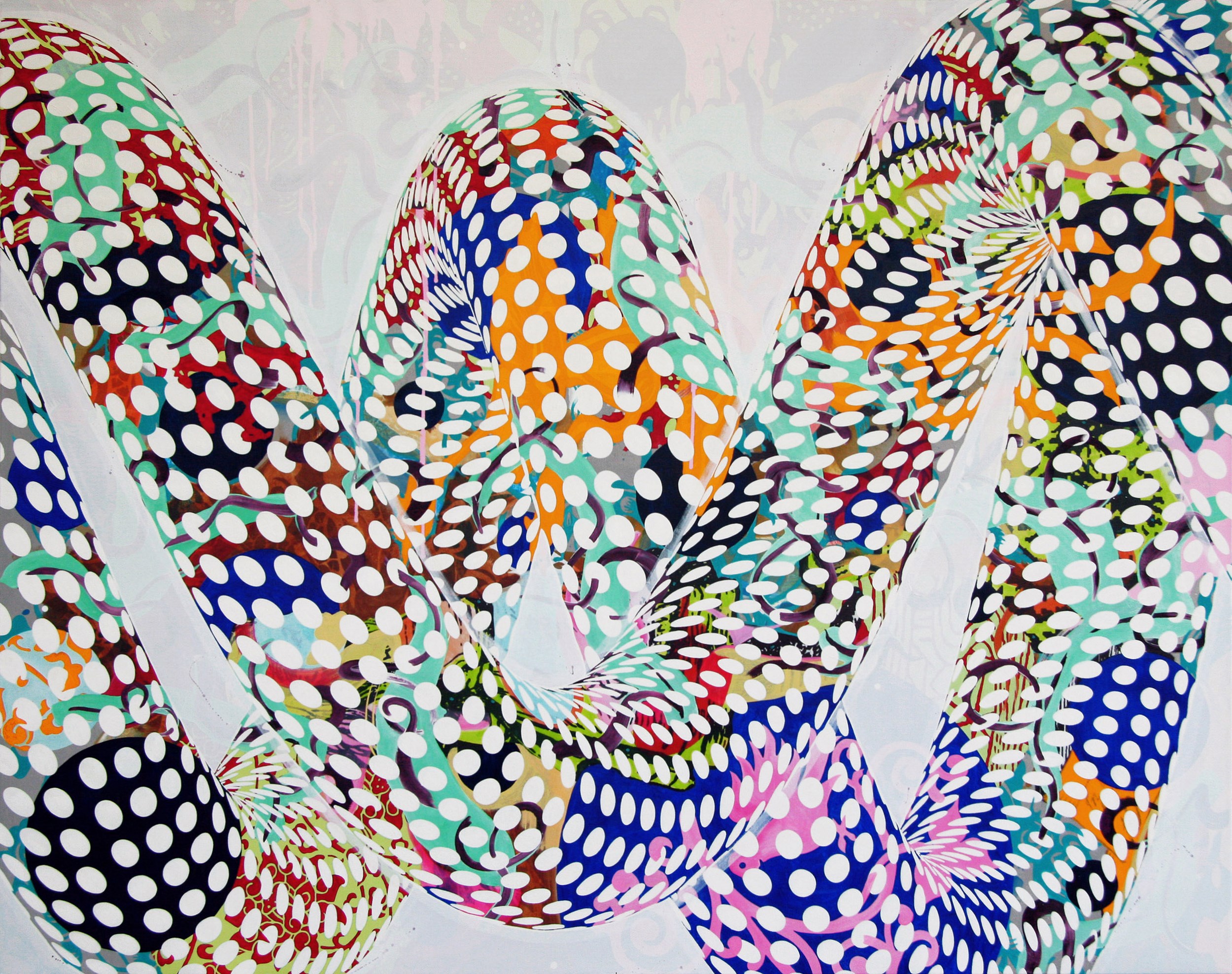 'Loop #01', 2012, óleo y acrílico sobre lienzo, 185 x 232 cm.