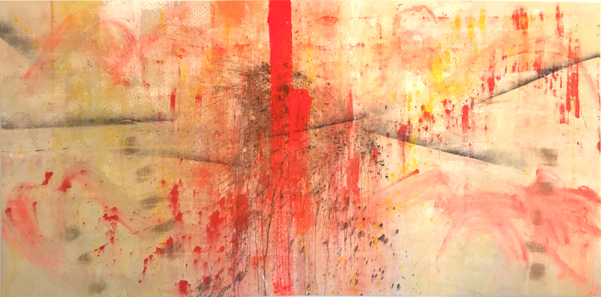 Unparalellogram I, 2015, mixed media on canvas, 283 x 130 cm.