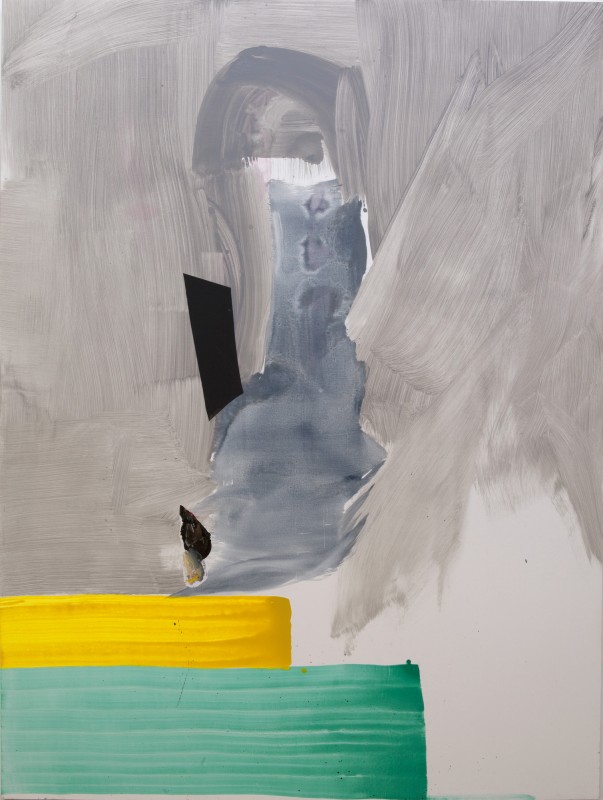 Silence again, 2016, pigmento seco y collage sobre tela, 201 x 151,5 cm.
