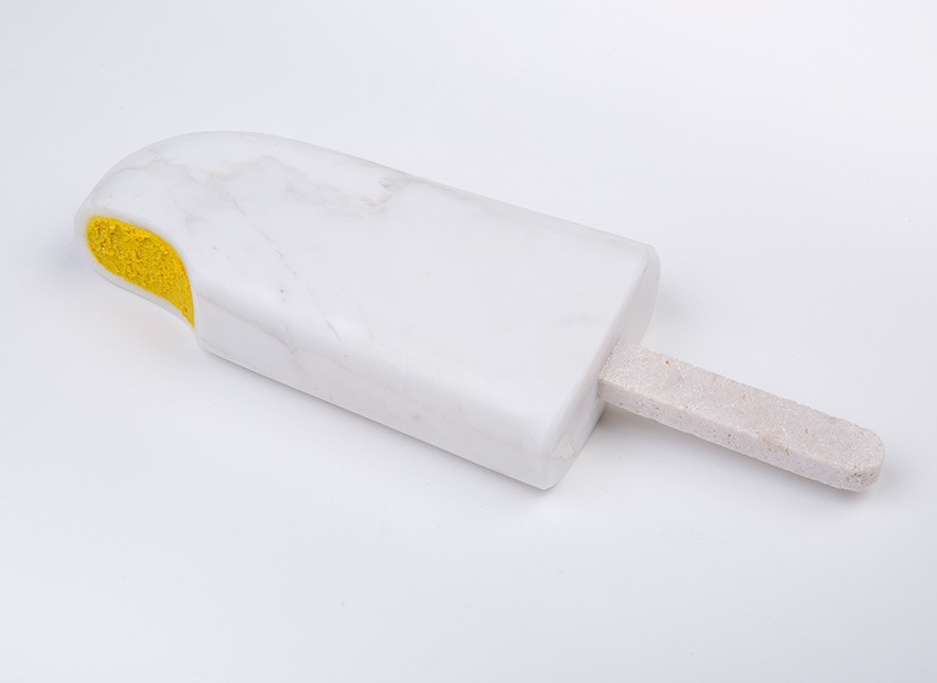Colecci�n Helado, White Icecream (yellow), 2017, marble and resin