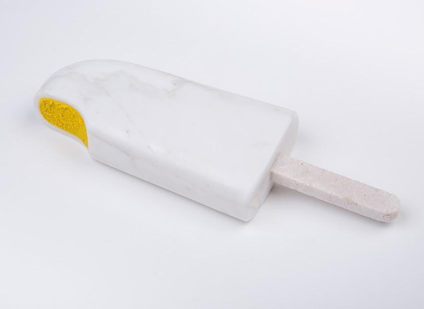 Coleccin Helado, White Icecream (yellow), 2017, marble and resin