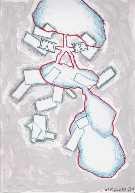 Sin titulo 8, 2021, tecnica mixta sobre papel, 29,7 x 21 cm.