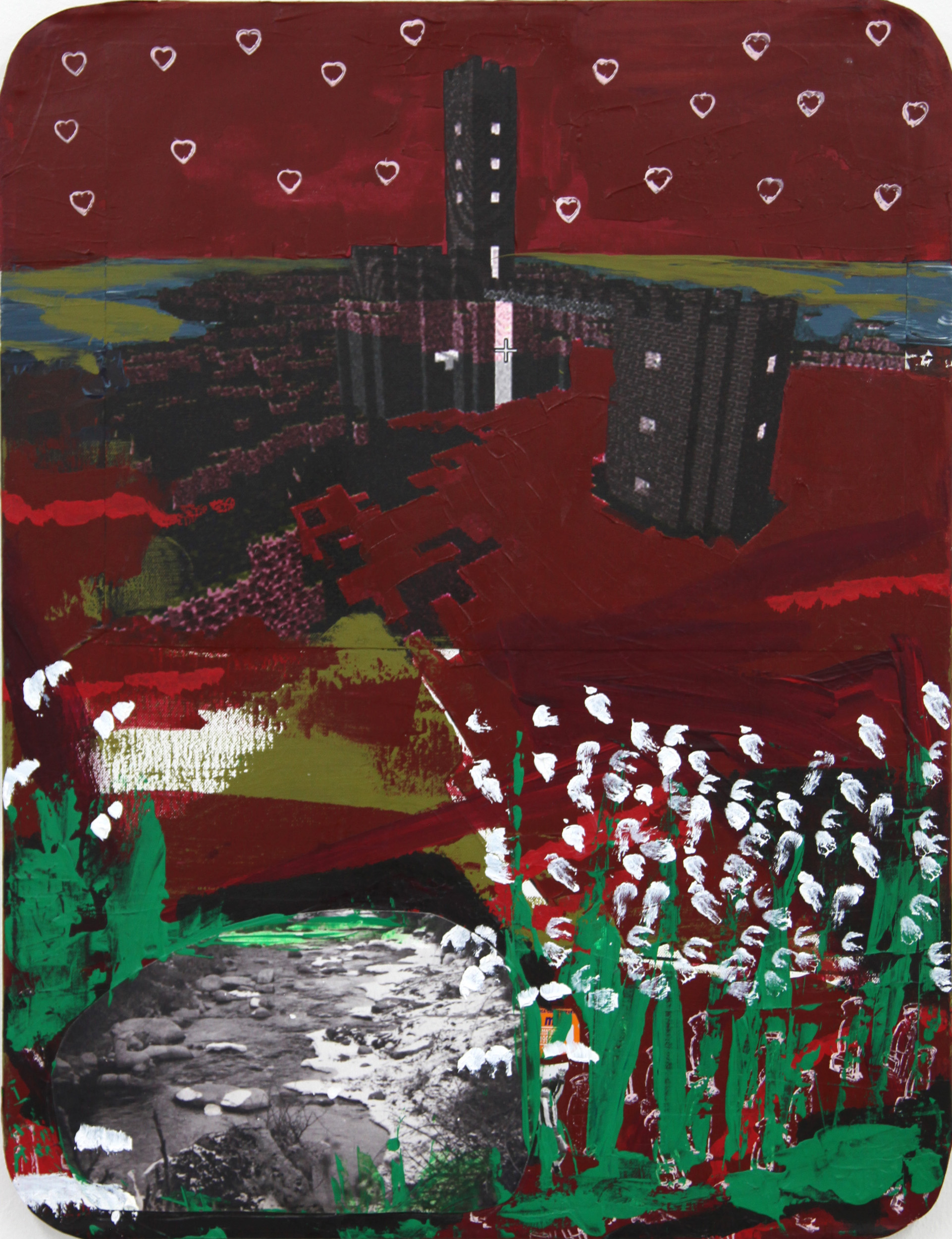 Paisaje rojo, 2012, técnica mixta sobre lienzo, 65 x 50 cm.