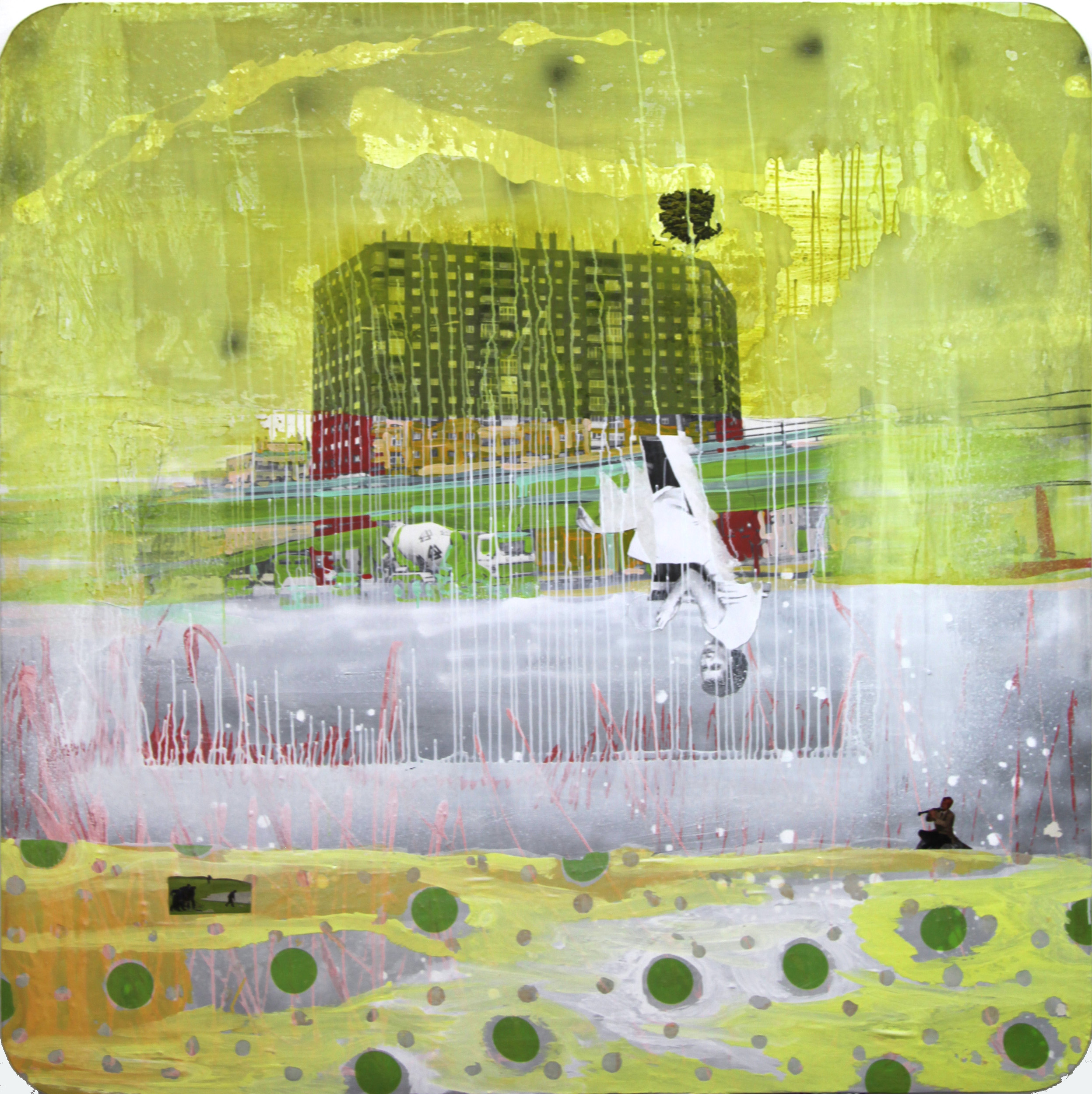 Amarillo sentimental, 2012, mixed media on canvas, 150 x 150 cm.