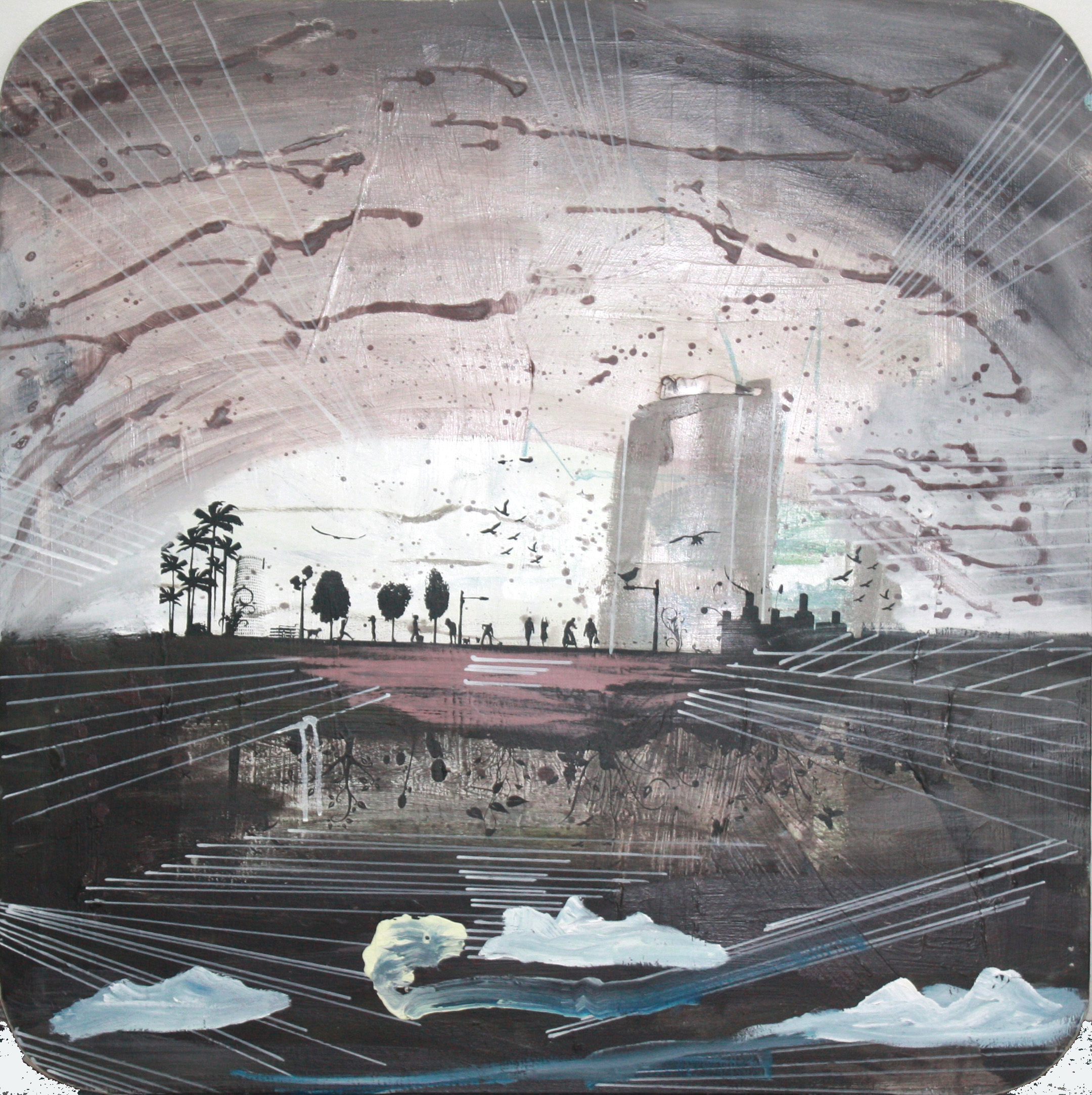 Estanque, 2012, mixed media on canvas, 100 x 100 cm.