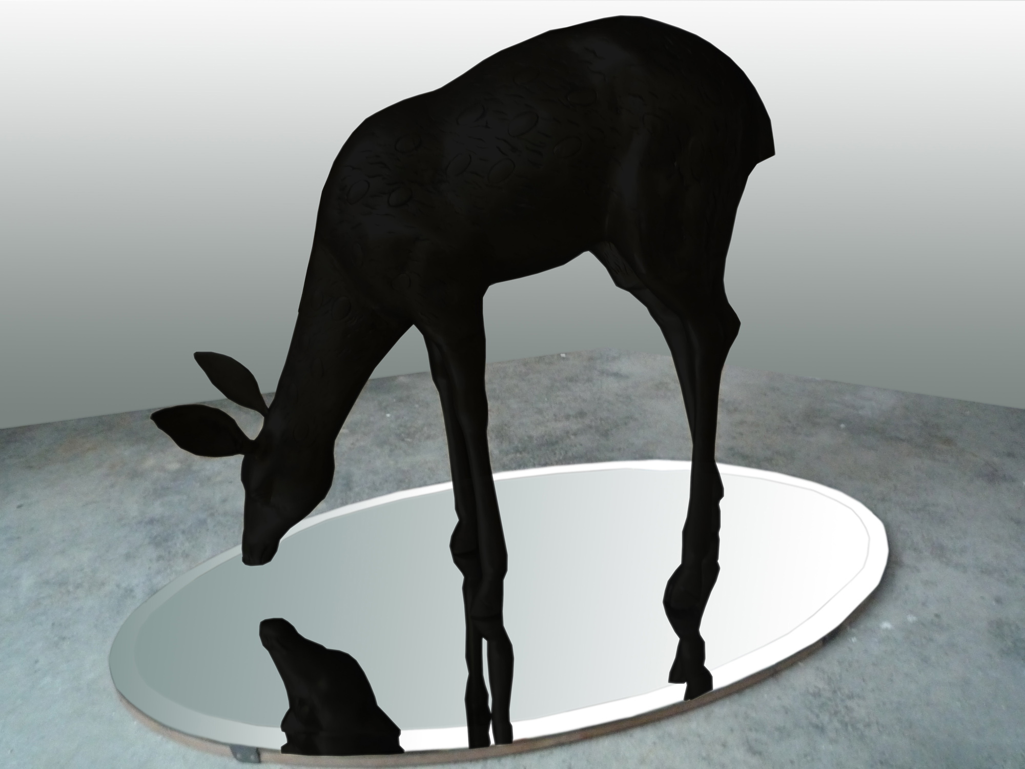 Bambi, (ed.7), 2011, painted bronze and mirror, 120 X 74 X 68 cm. 